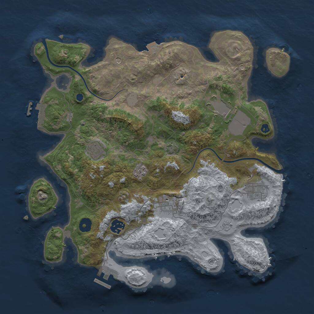 Rust Map: Procedural Map, Size: 3500, Seed: 1462130656, 12 Monuments