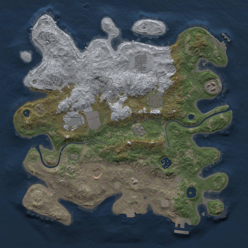 Rust Map: Procedural Map, Size: 3500, Seed: 1075864244, 13 Monuments