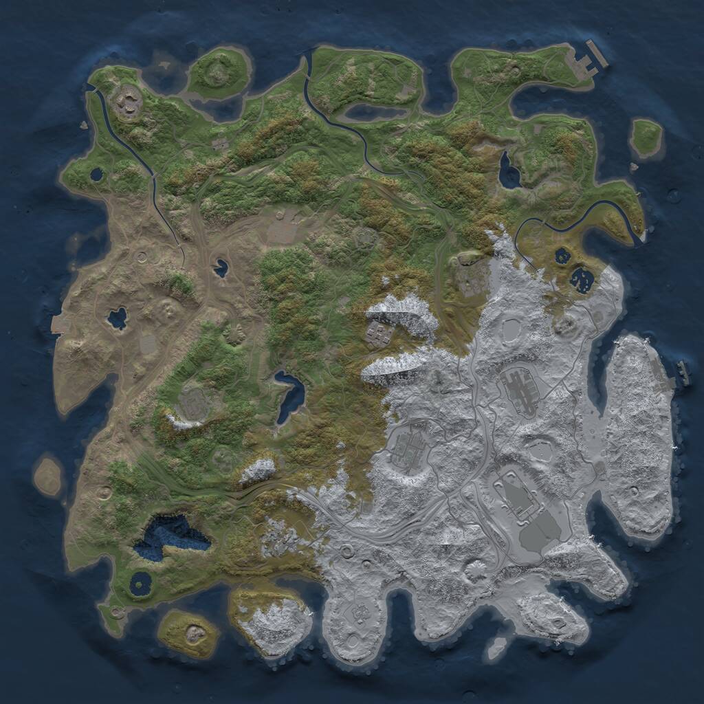 Rust Map: Procedural Map, Size: 4500, Seed: 80920361, 16 Monuments