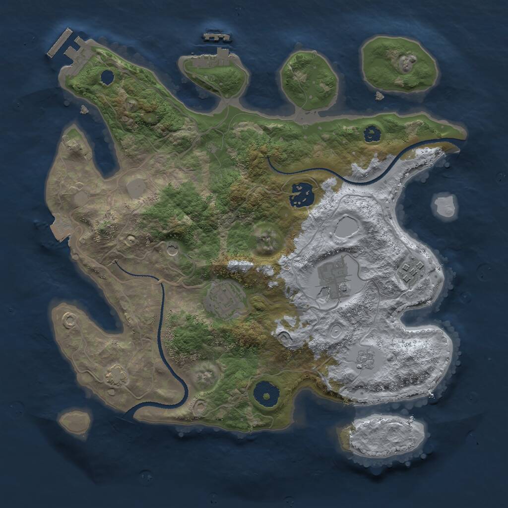 Rust Map: Procedural Map, Size: 3000, Seed: 5847063, 10 Monuments