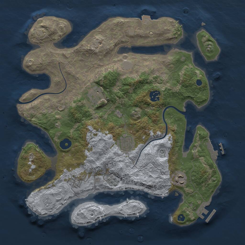 Rust Map: Procedural Map, Size: 3300, Seed: 349414175, 12 Monuments