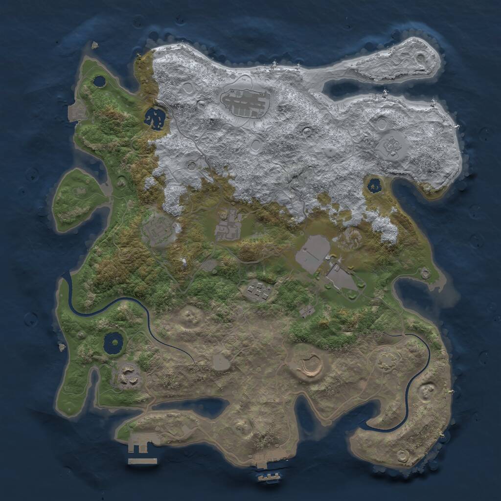 Rust Map: Procedural Map, Size: 3500, Seed: 109012, 14 Monuments