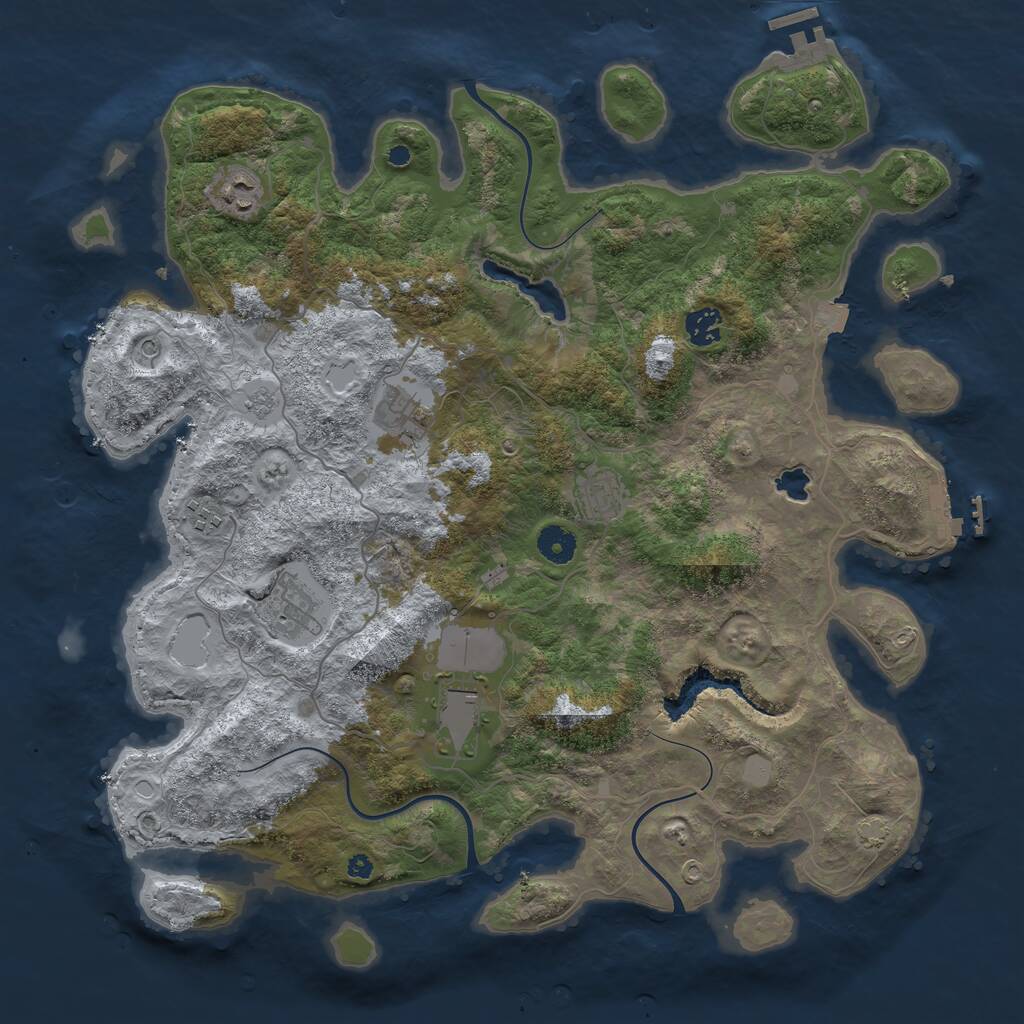 Rust Map: Procedural Map, Size: 4050, Seed: 1854901494, 13 Monuments