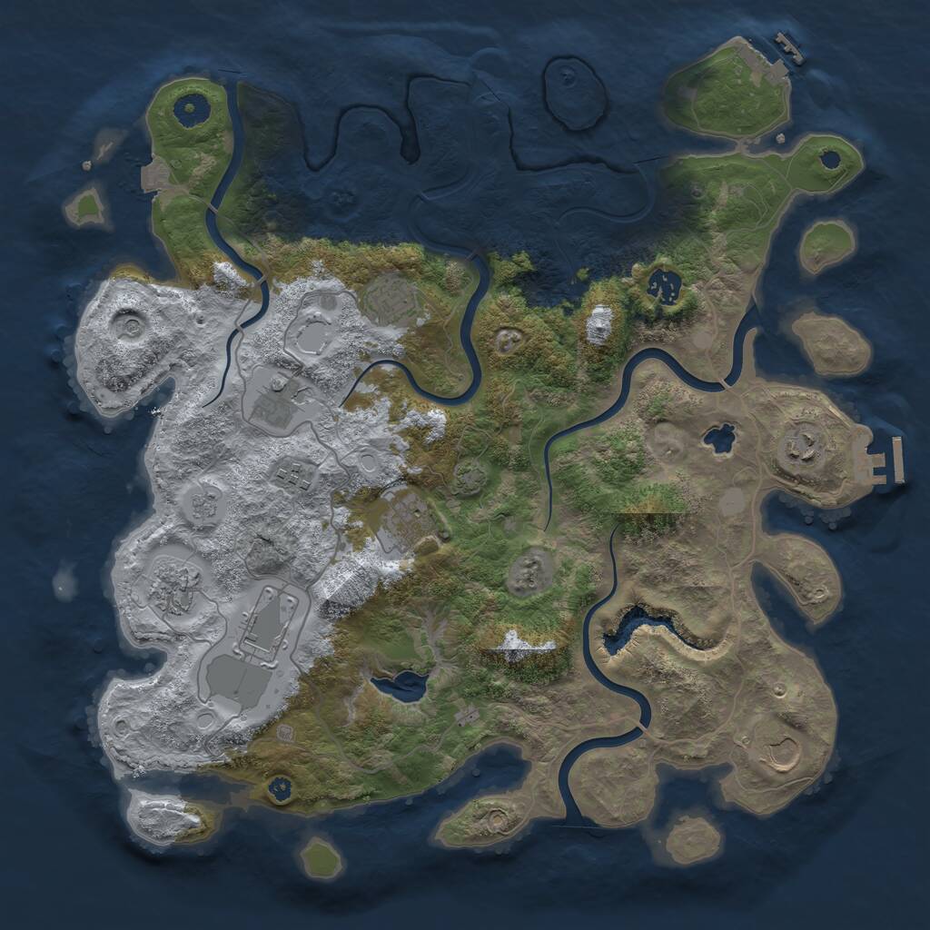 Rust Map: Procedural Map, Size: 4050, Seed: 1854901494, 15 Monuments