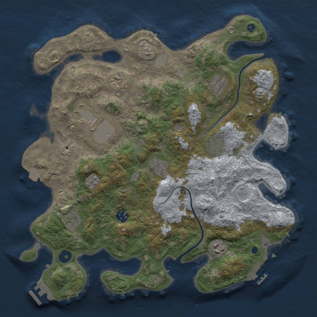 Rust Map: Procedural Map, Size: 3750, Seed: 591721367, 15 Monuments