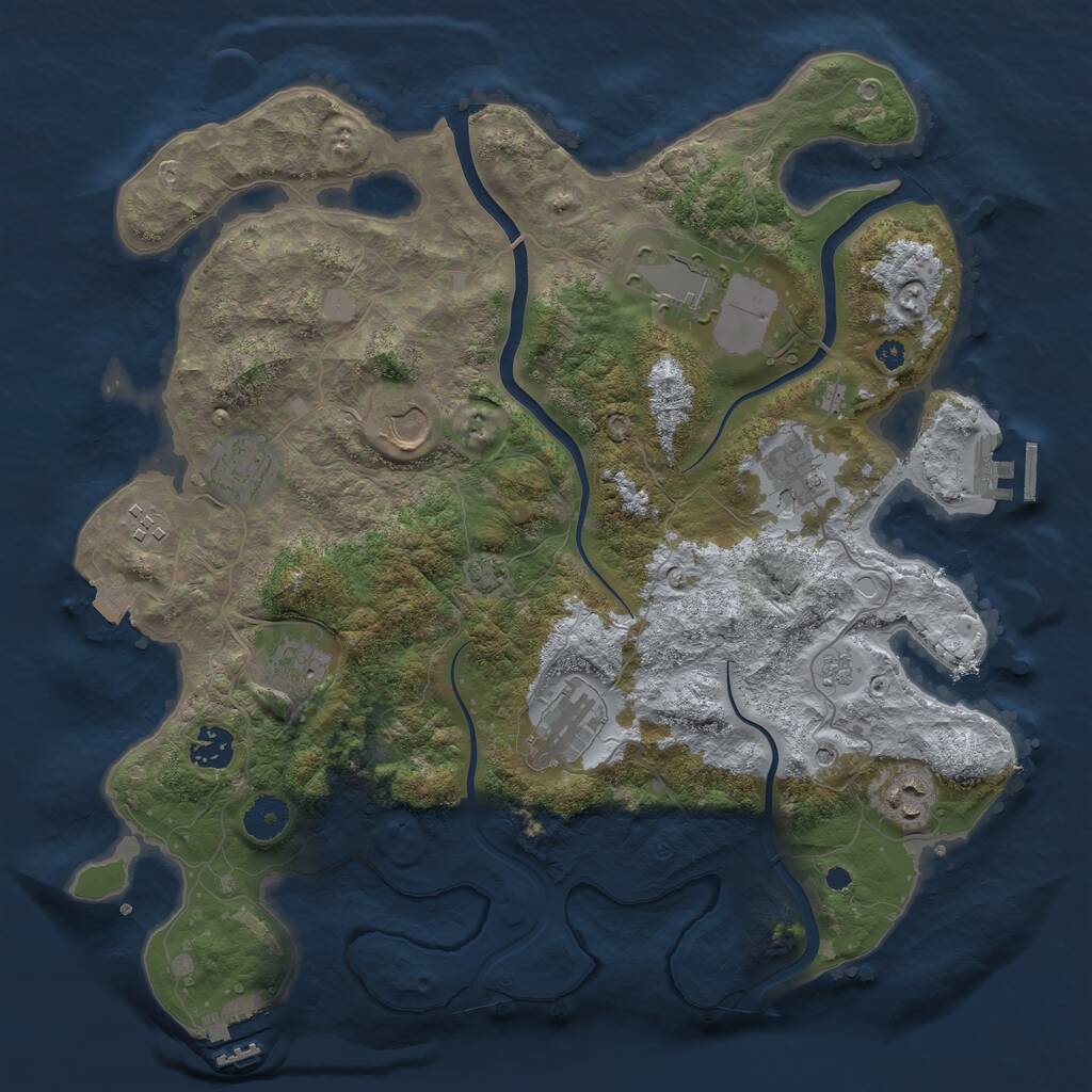 Rust Map: Procedural Map, Size: 3750, Seed: 591721367, 15 Monuments