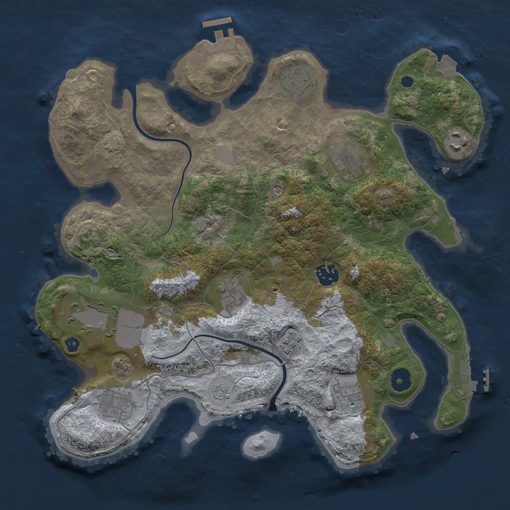 Rust Map: Procedural Map, Size: 3500, Seed: 934460533, 15 Monuments