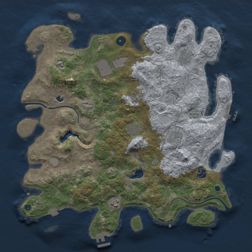 Rust Map: Procedural Map, Size: 4000, Seed: 1216867873, 14 Monuments