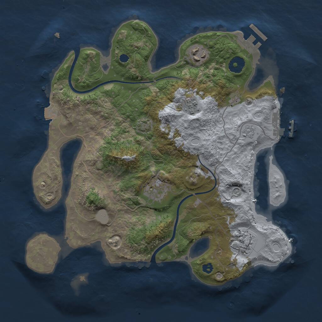 Rust Map: Procedural Map, Size: 3000, Seed: 1008585668, 10 Monuments