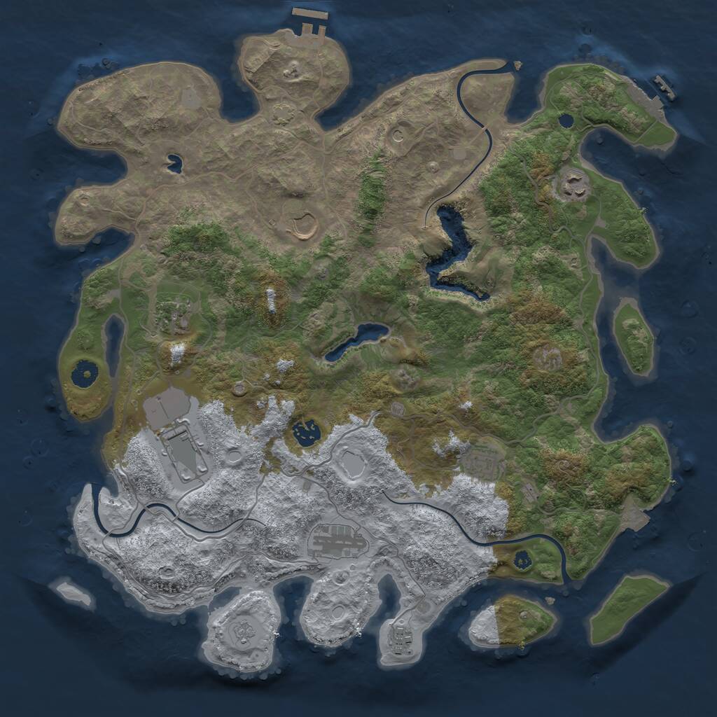 Rust Map: Procedural Map, Size: 4050, Seed: 644020840, 14 Monuments