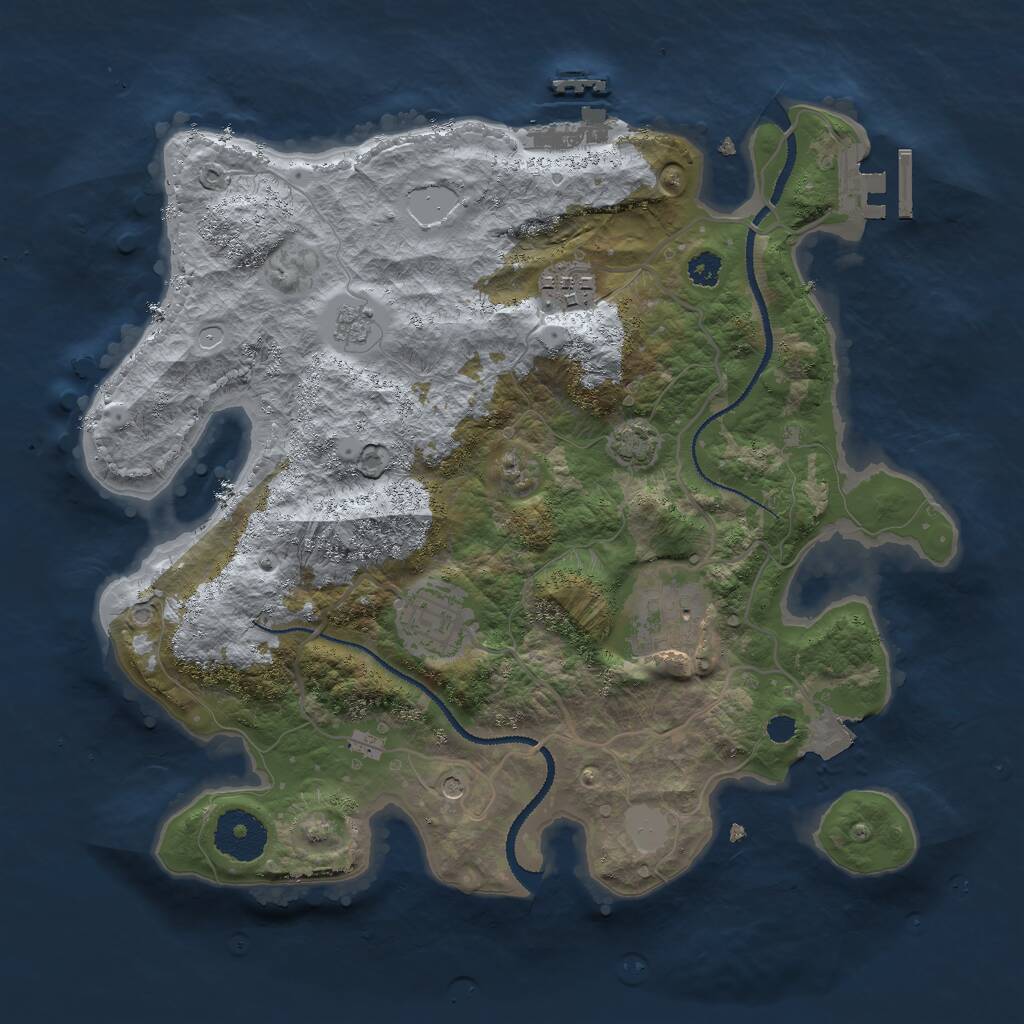 Rust Map: Procedural Map, Size: 3000, Seed: 462473822, 9 Monuments