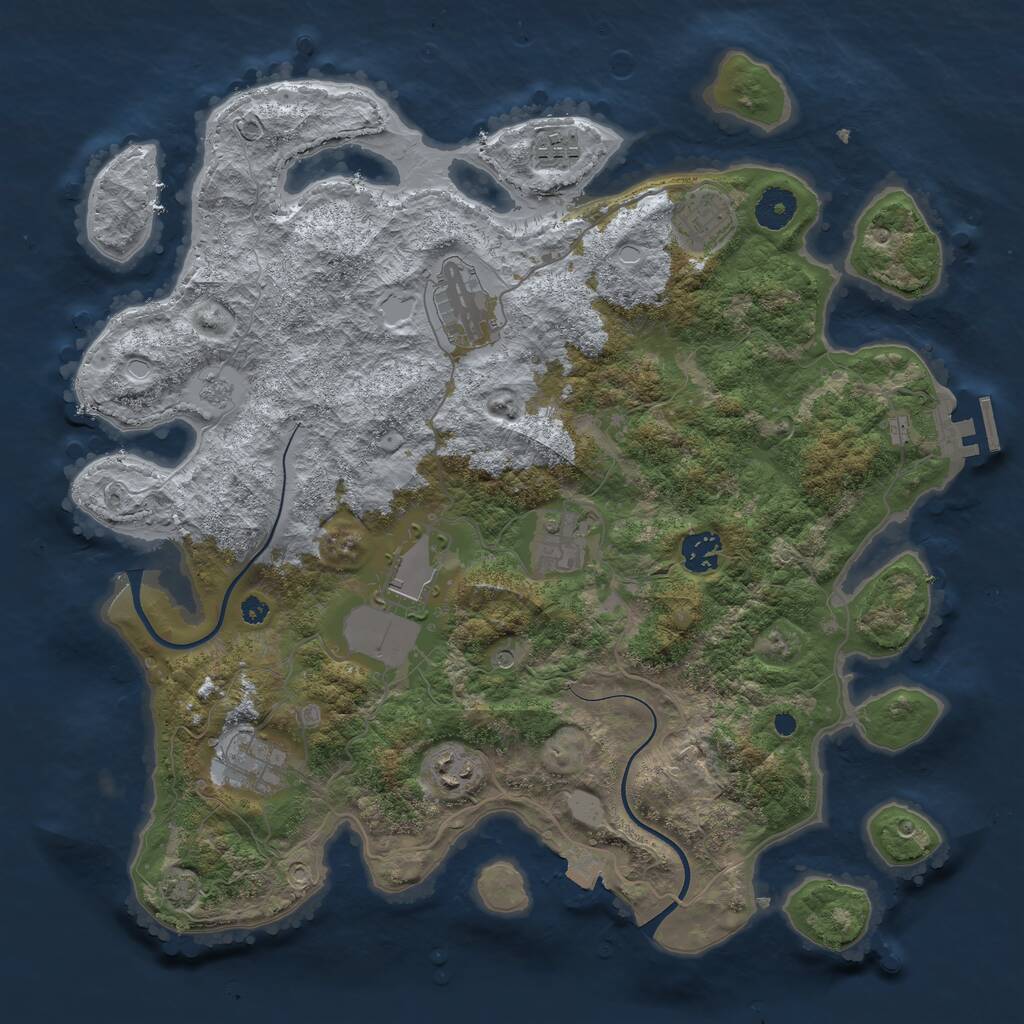 Rust Map: Procedural Map, Size: 3750, Seed: 95583895, 13 Monuments