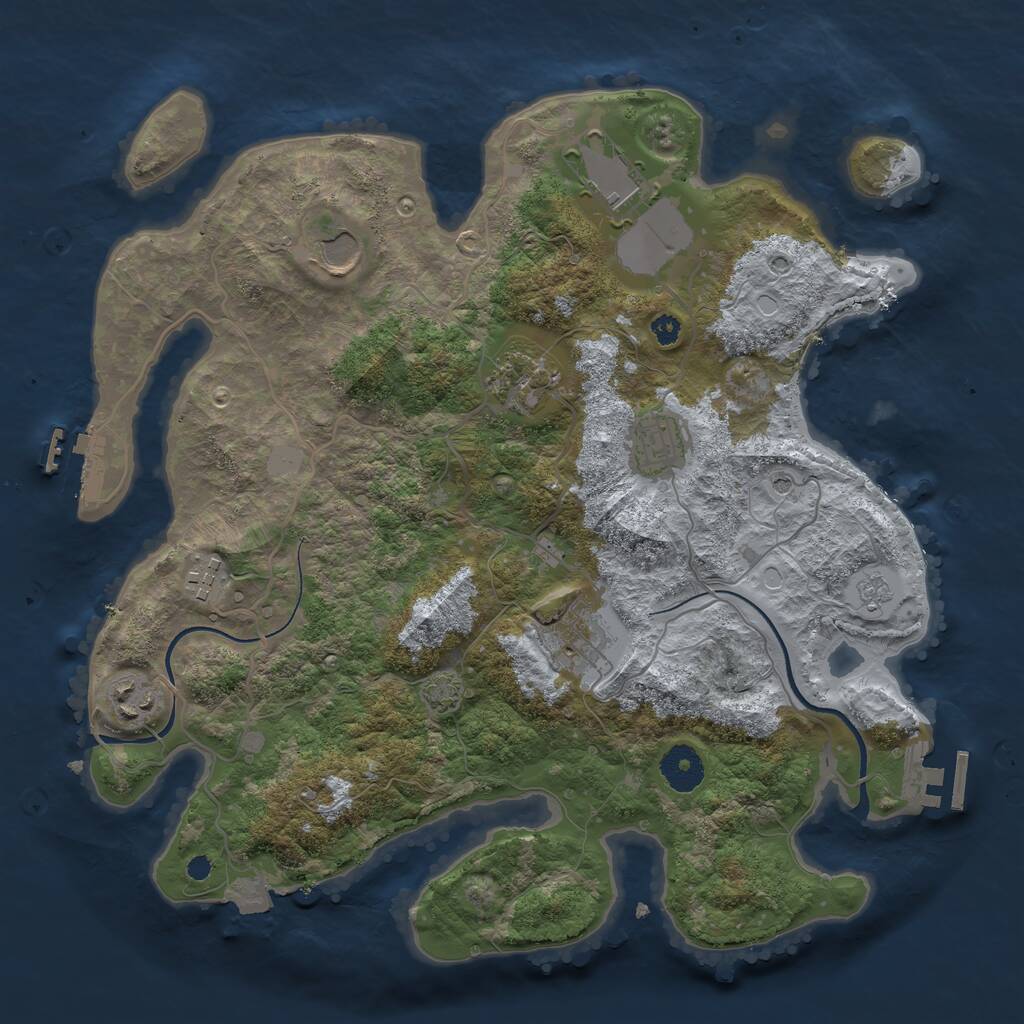 Rust Map: Procedural Map, Size: 3500, Seed: 861951040, 13 Monuments