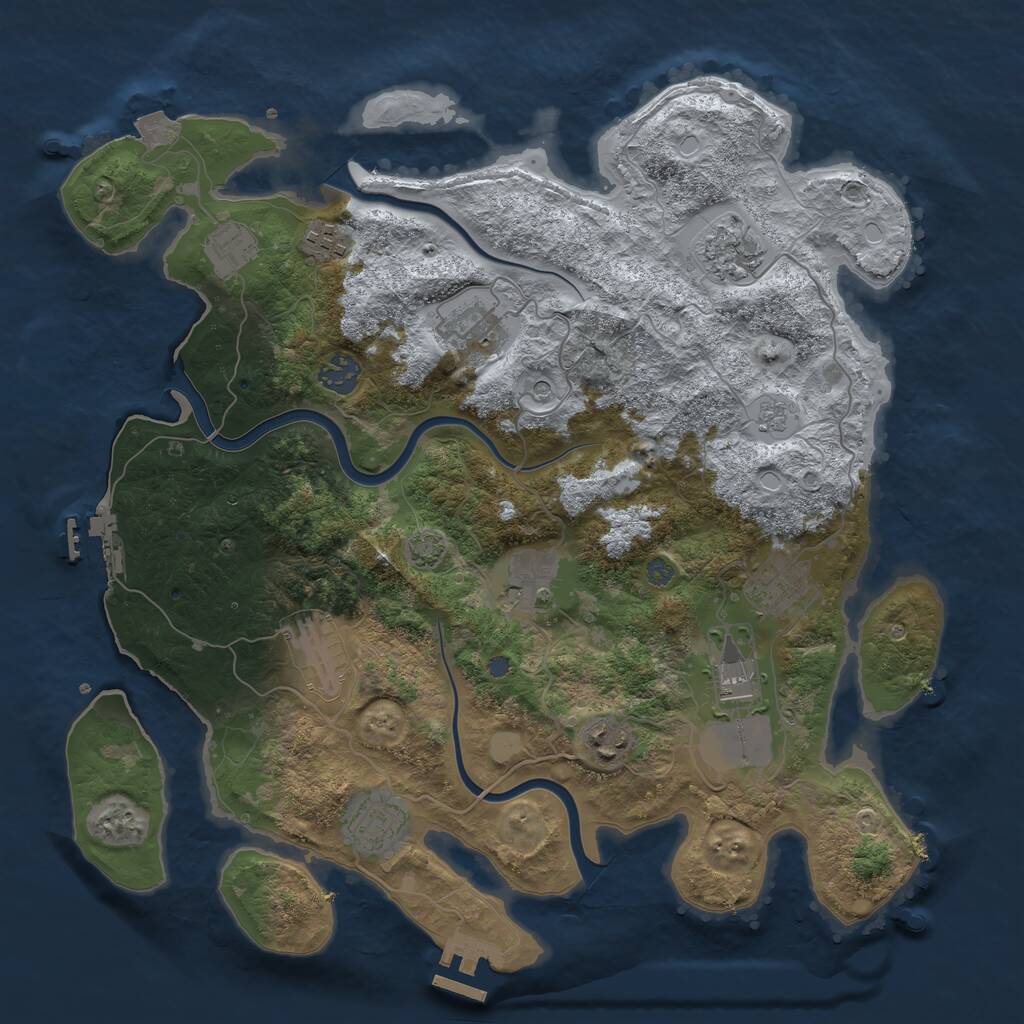 Rust Map: Procedural Map, Size: 3750, Seed: 349388300, 16 Monuments