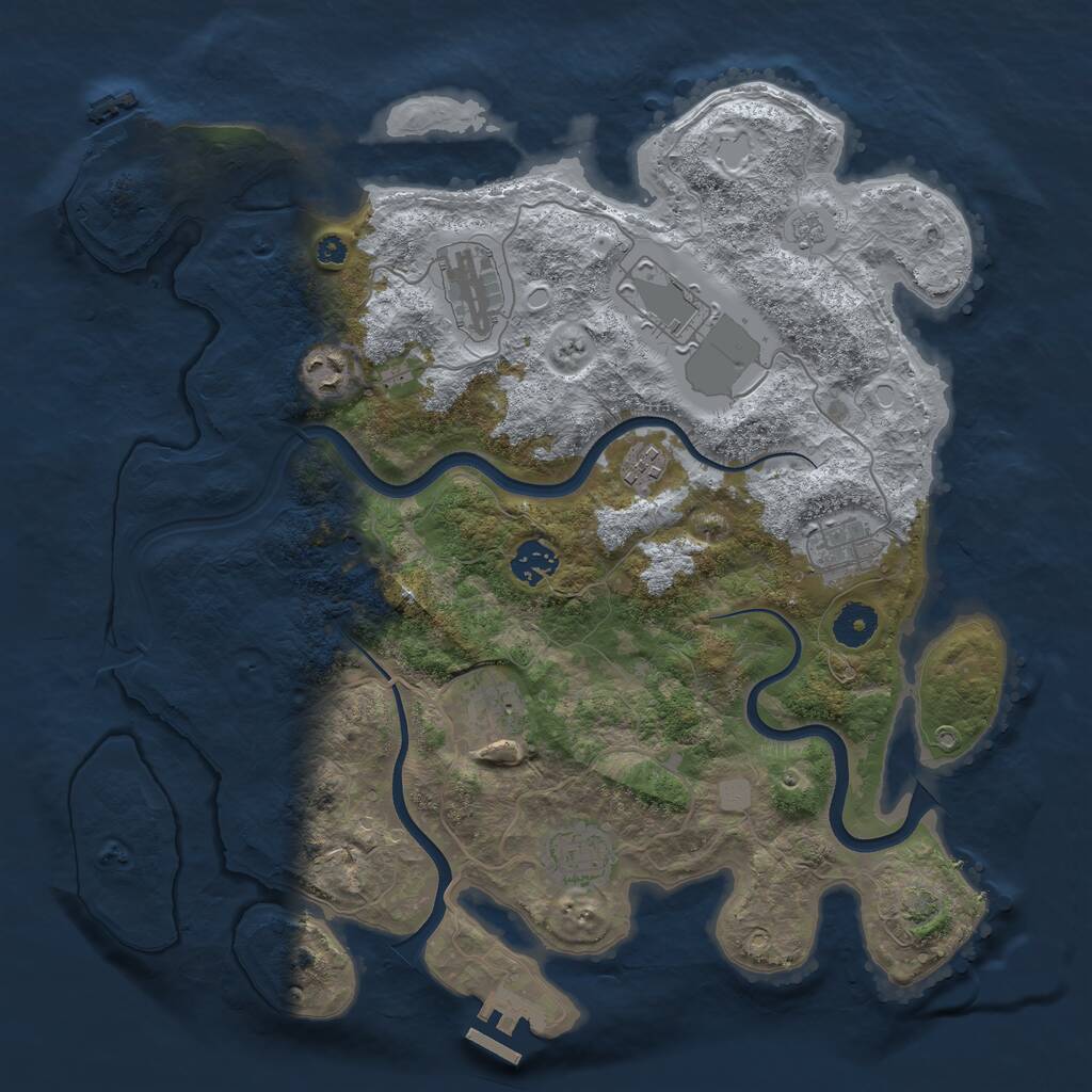 Rust Map: Procedural Map, Size: 3750, Seed: 349388300, 14 Monuments