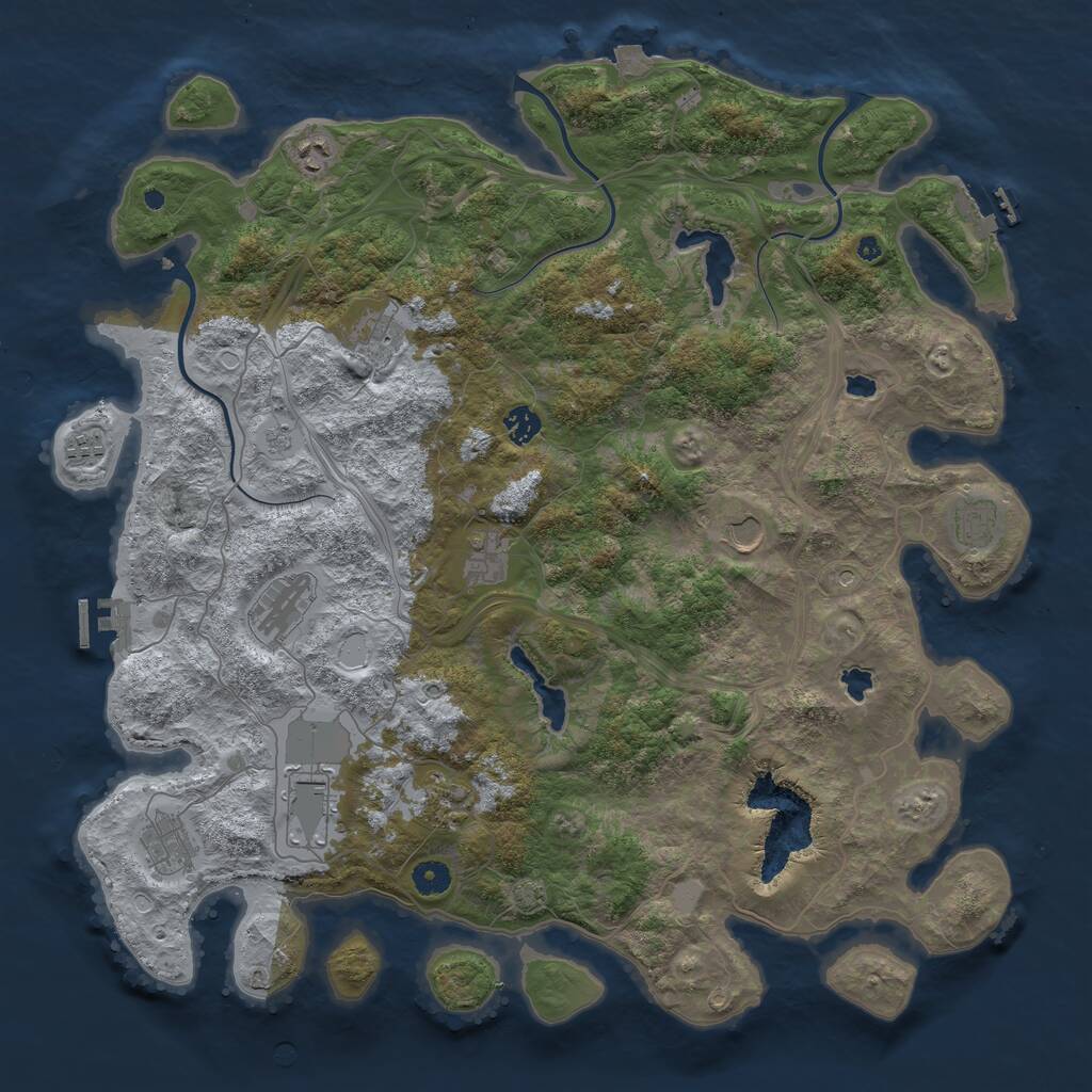 Rust Map: Procedural Map, Size: 4500, Seed: 1688446979, 17 Monuments