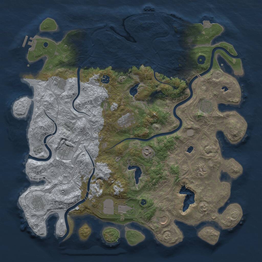Rust Map: Procedural Map, Size: 4500, Seed: 1688446979, 17 Monuments