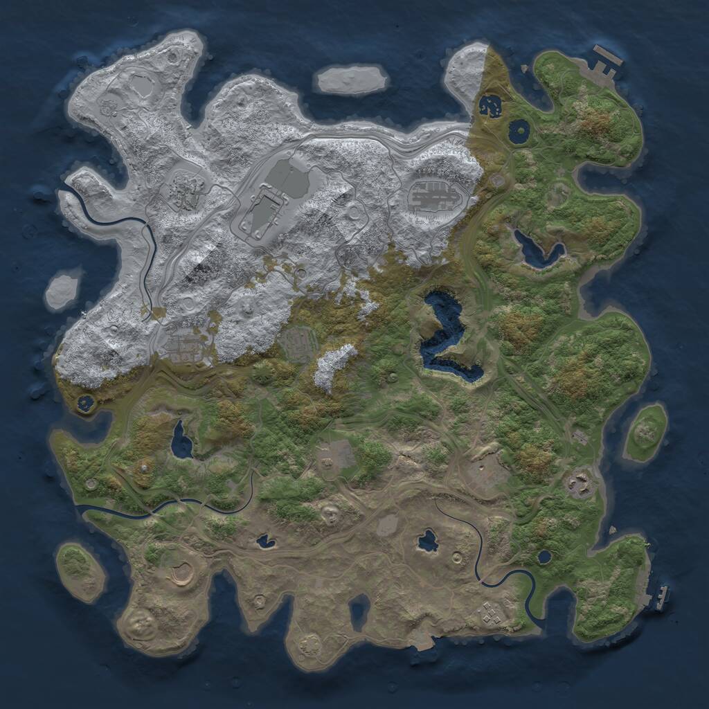 Rust Map: Procedural Map, Size: 4500, Seed: 302747577, 17 Monuments