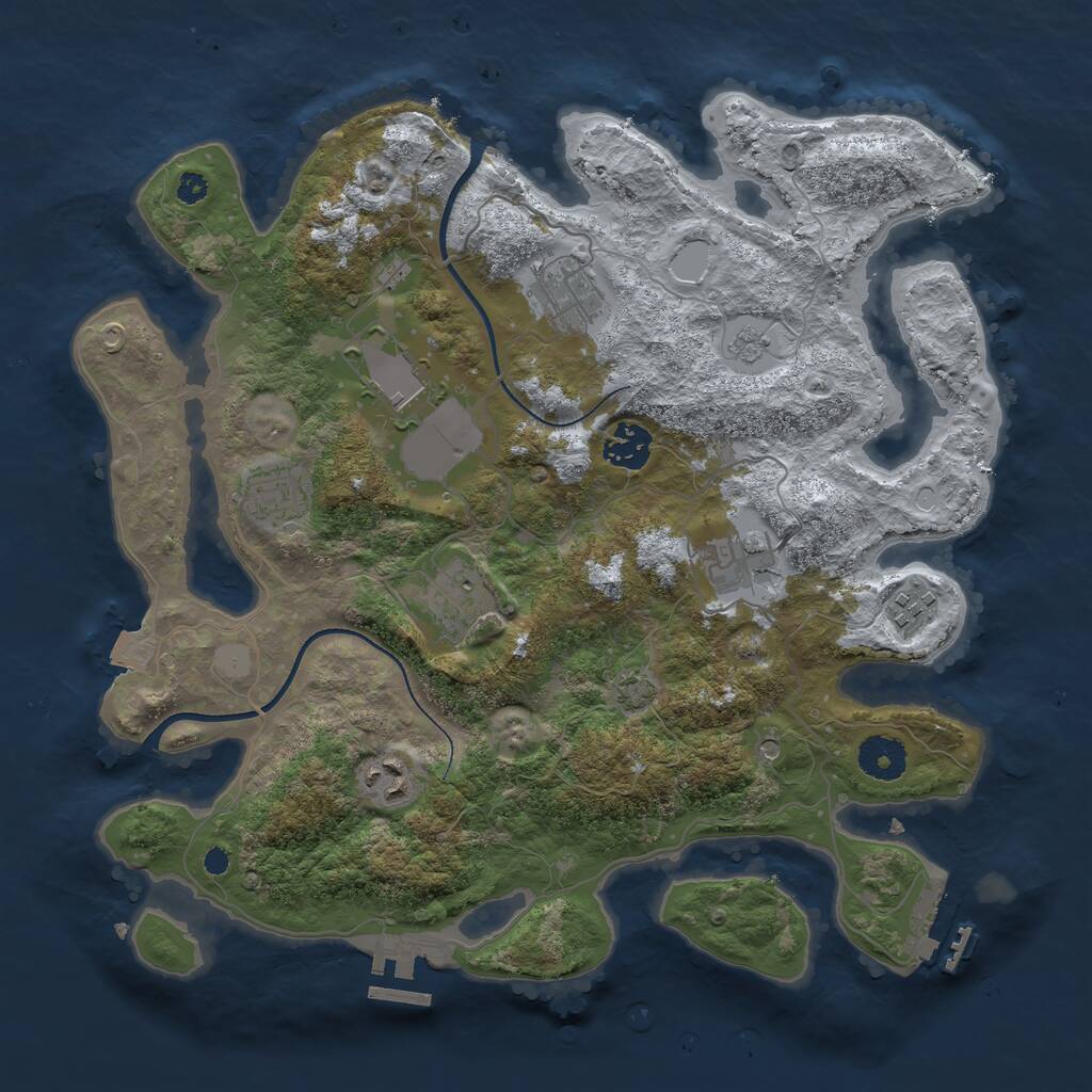 Rust Map: Procedural Map, Size: 3500, Seed: 7893, 14 Monuments