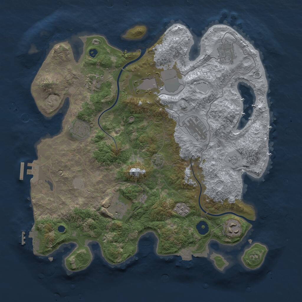 Rust Map: Procedural Map, Size: 3500, Seed: 897119193, 13 Monuments