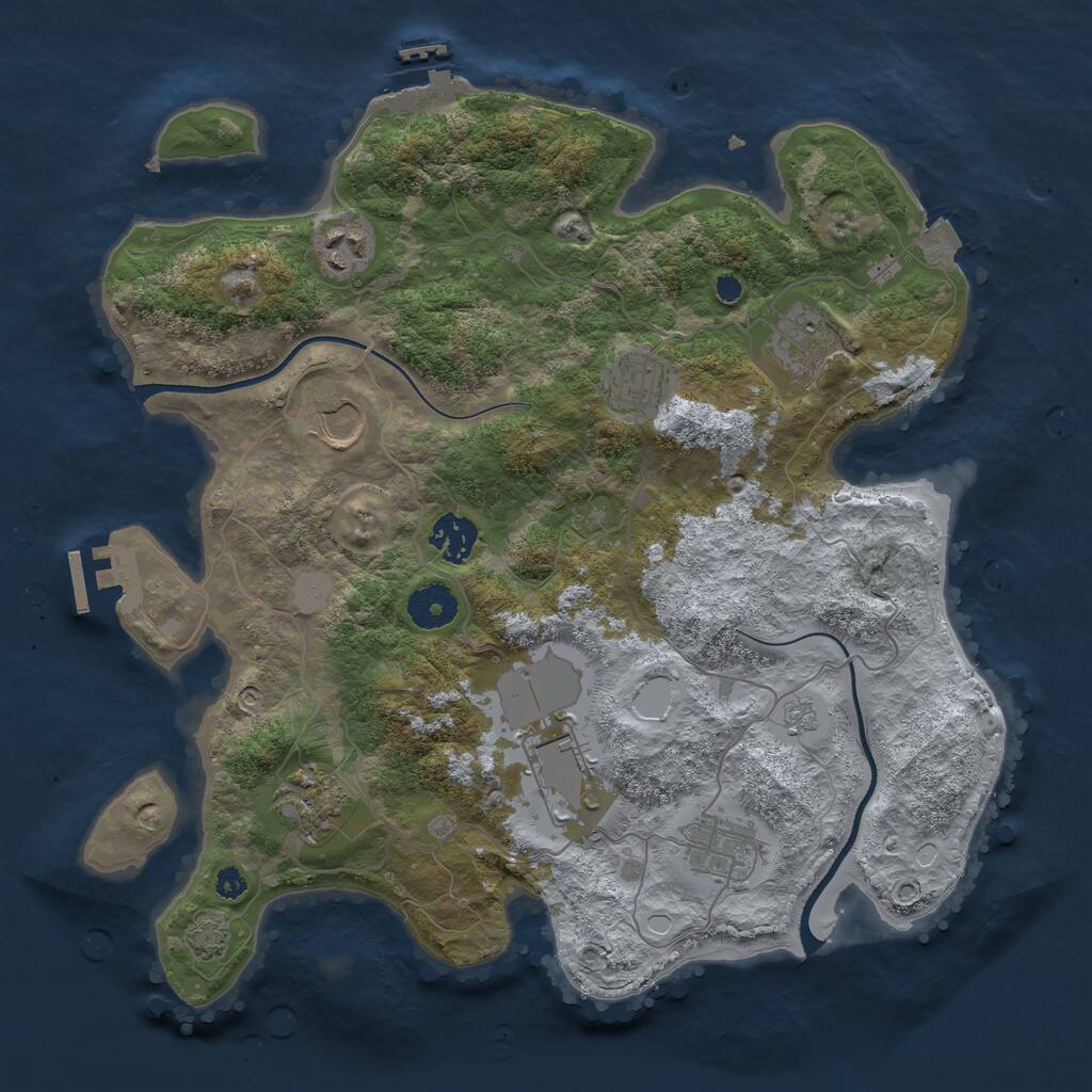 Rust Map: Procedural Map, Size: 3500, Seed: 108000427, 13 Monuments