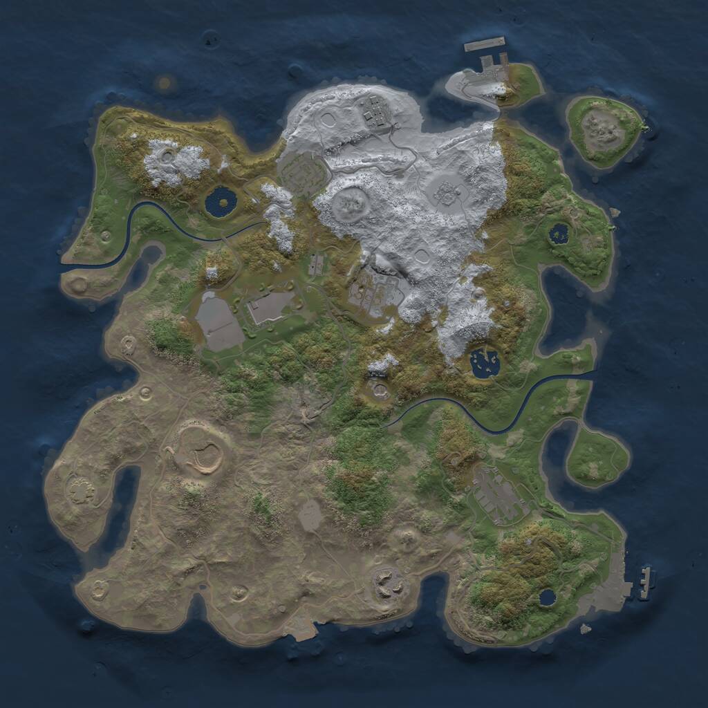 Rust Map: Procedural Map, Size: 3500, Seed: 33108269, 14 Monuments