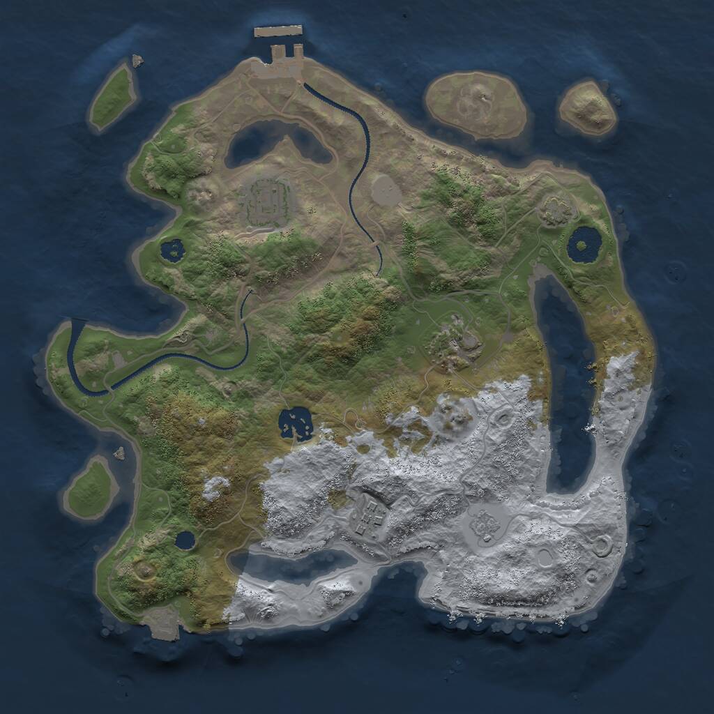 Rust Map: Procedural Map, Size: 3000, Seed: 11634, 8 Monuments