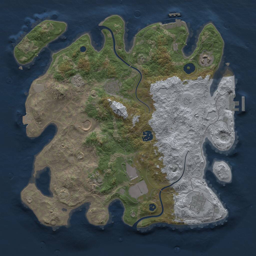 Rust Map: Procedural Map, Size: 3500, Seed: 7771, 14 Monuments