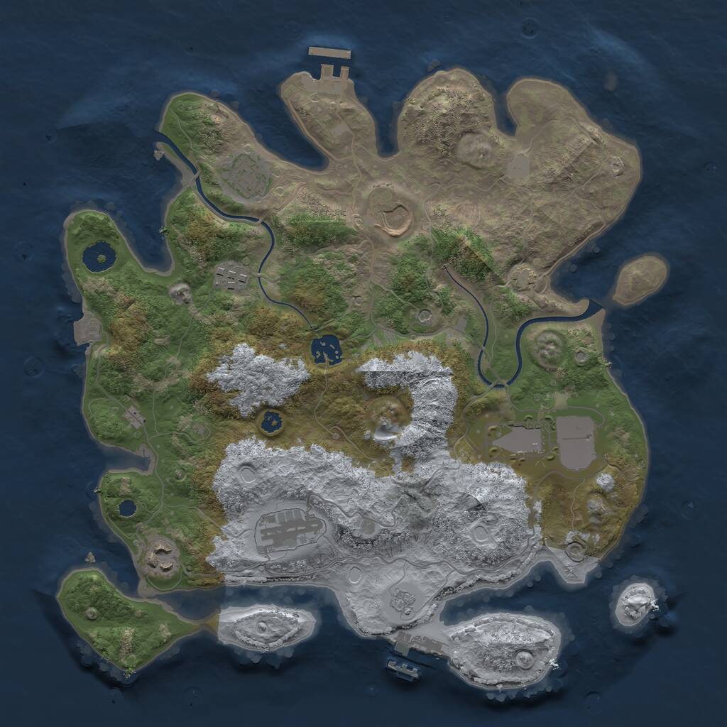 Rust Map: Procedural Map, Size: 3500, Seed: 307389124, 13 Monuments