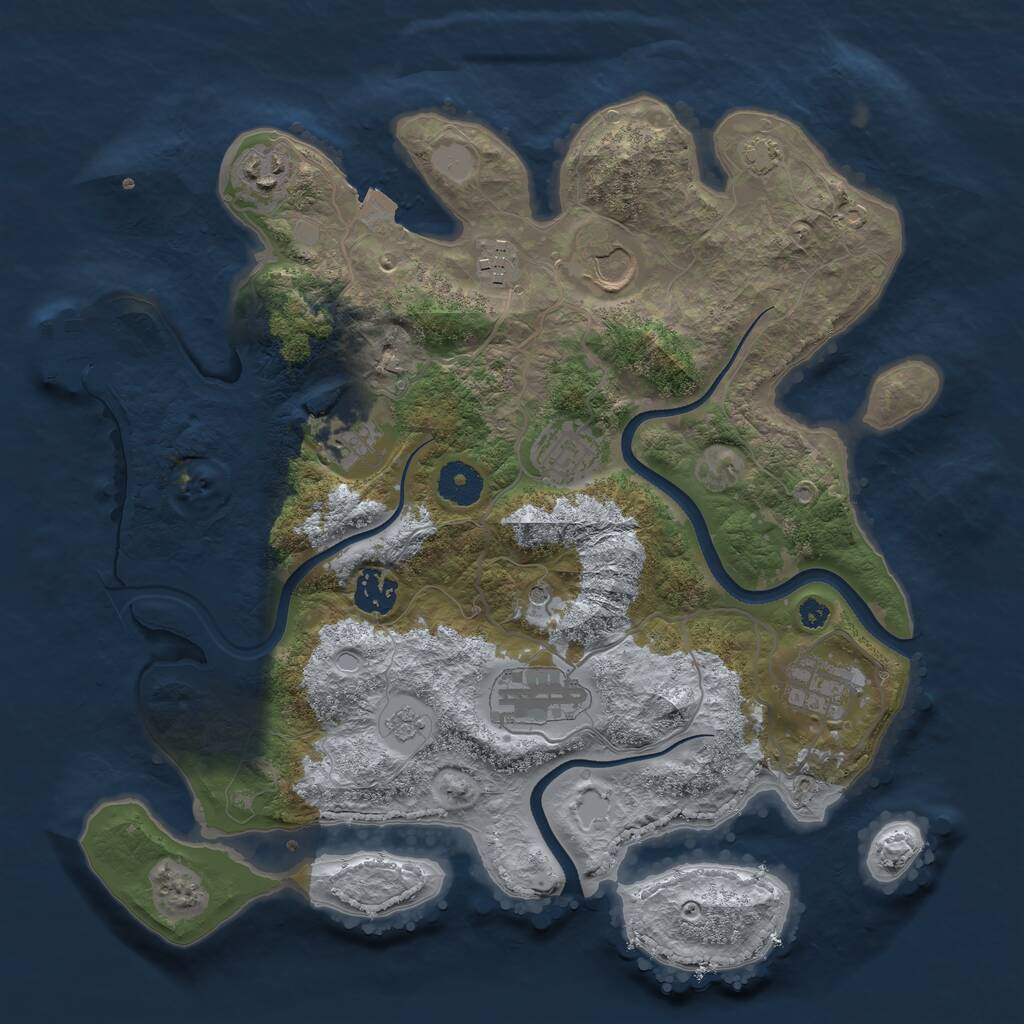 Rust Map: Procedural Map, Size: 3500, Seed: 307389124, 13 Monuments