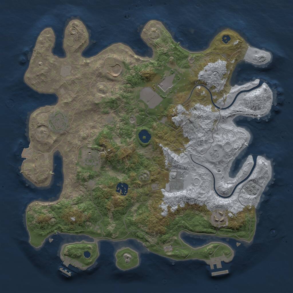 Rust Map: Procedural Map, Size: 3500, Seed: 122677391, 14 Monuments