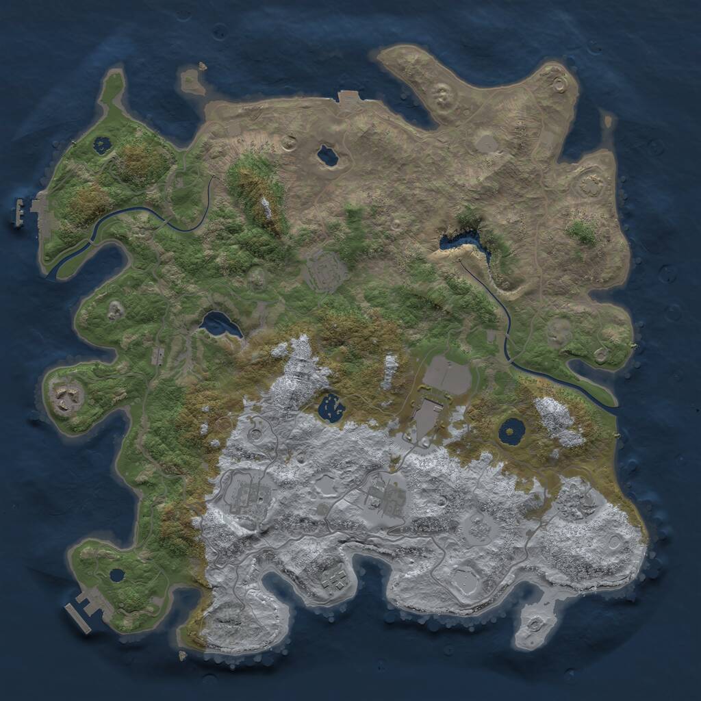 Rust Map: Procedural Map, Size: 4000, Seed: 14232, 14 Monuments