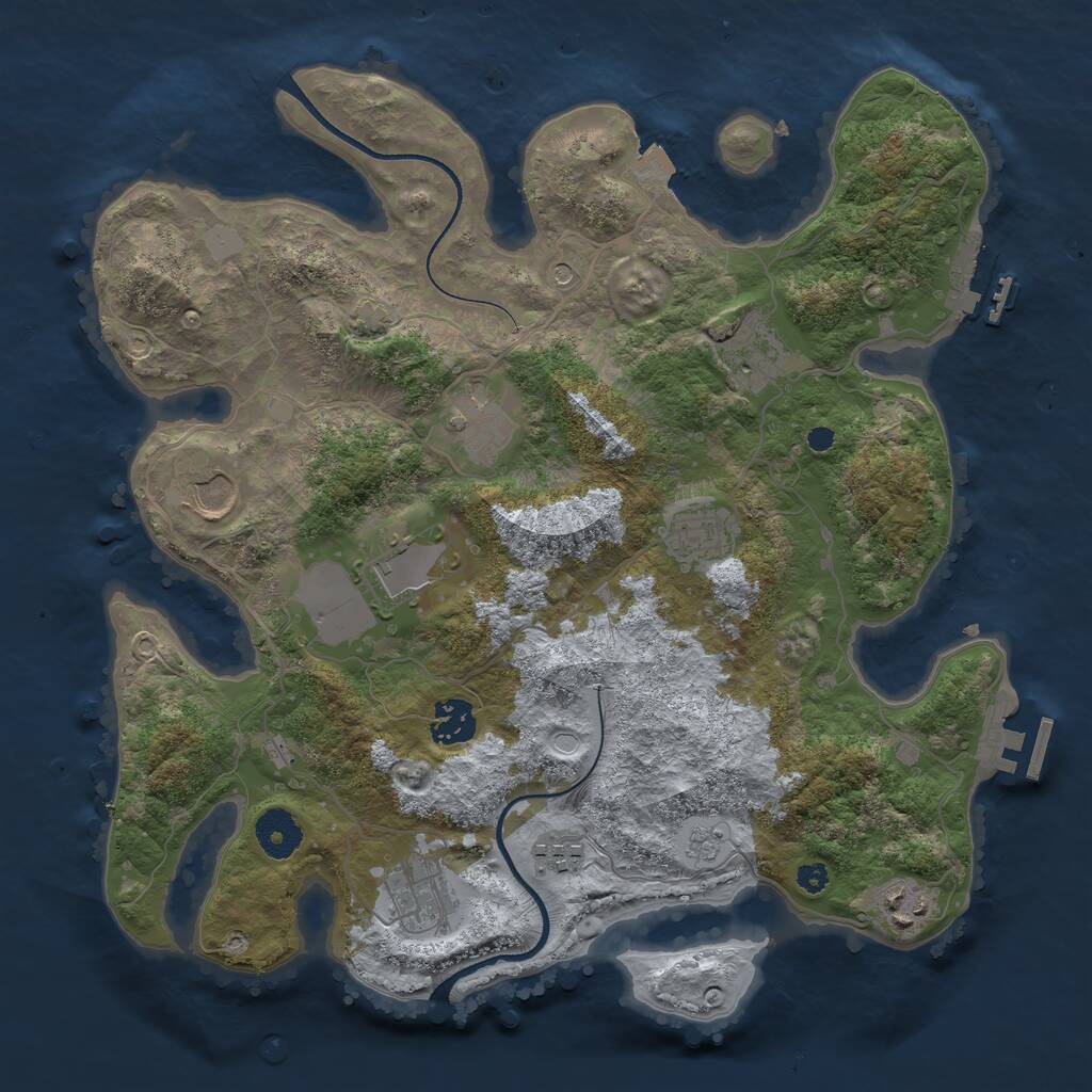 Rust Map: Procedural Map, Size: 3500, Seed: 6772, 15 Monuments