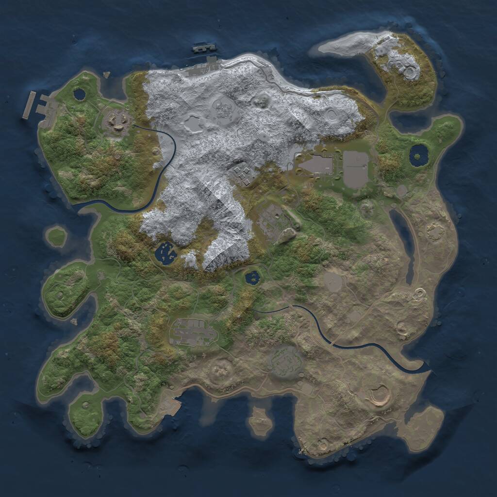 Rust Map: Procedural Map, Size: 3500, Seed: 2076522416, 13 Monuments