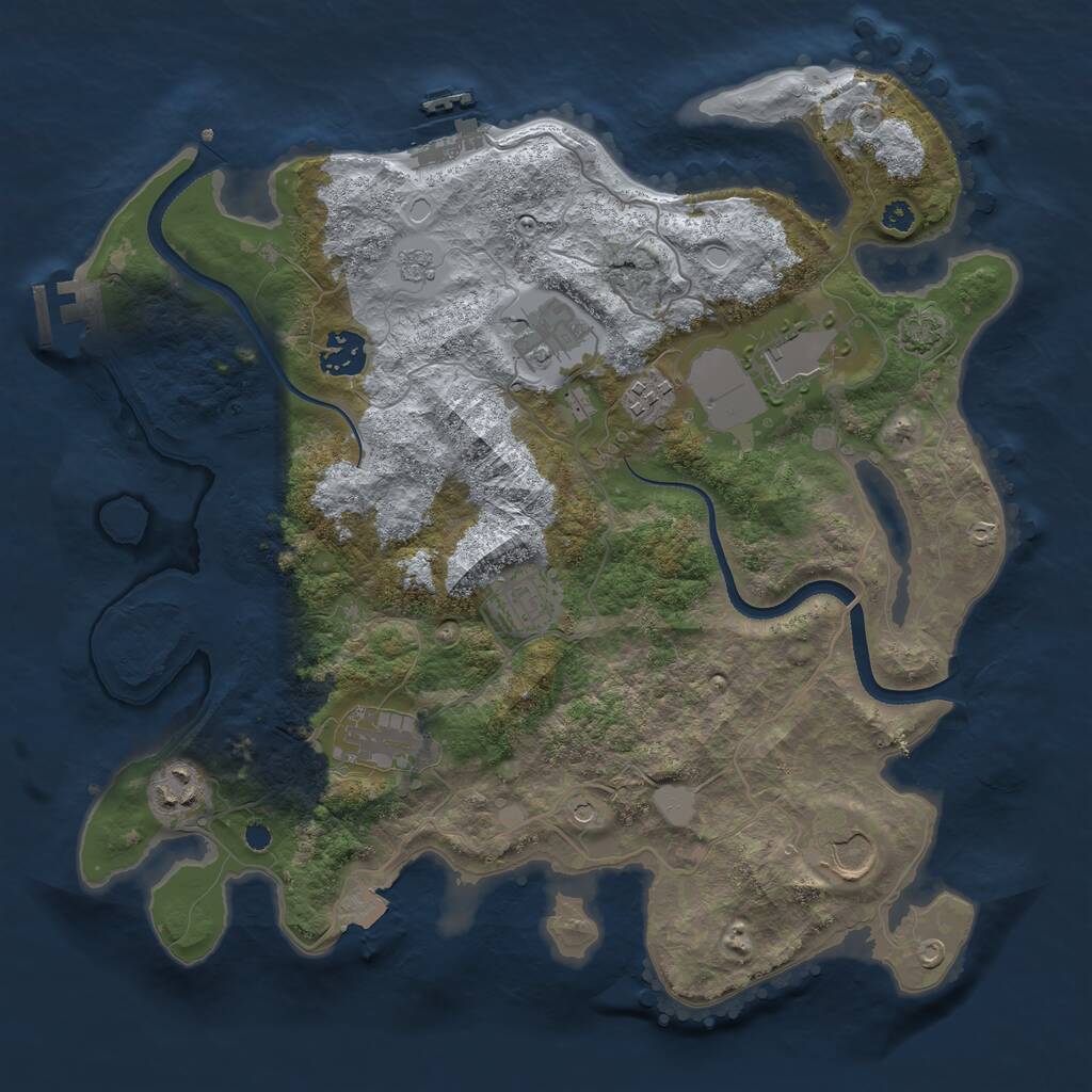 Rust Map: Procedural Map, Size: 3500, Seed: 2076522416, 14 Monuments
