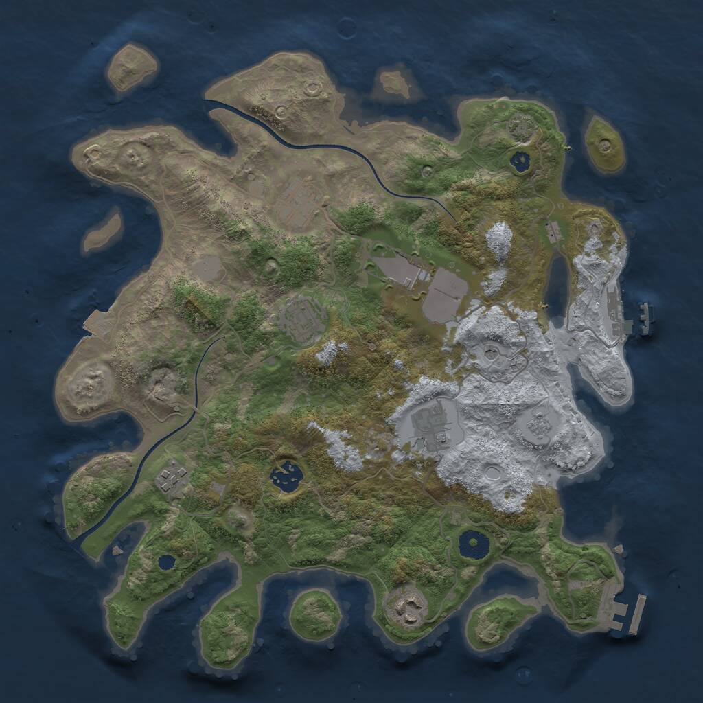 Rust Map: Procedural Map, Size: 3500, Seed: 1014290088, 13 Monuments