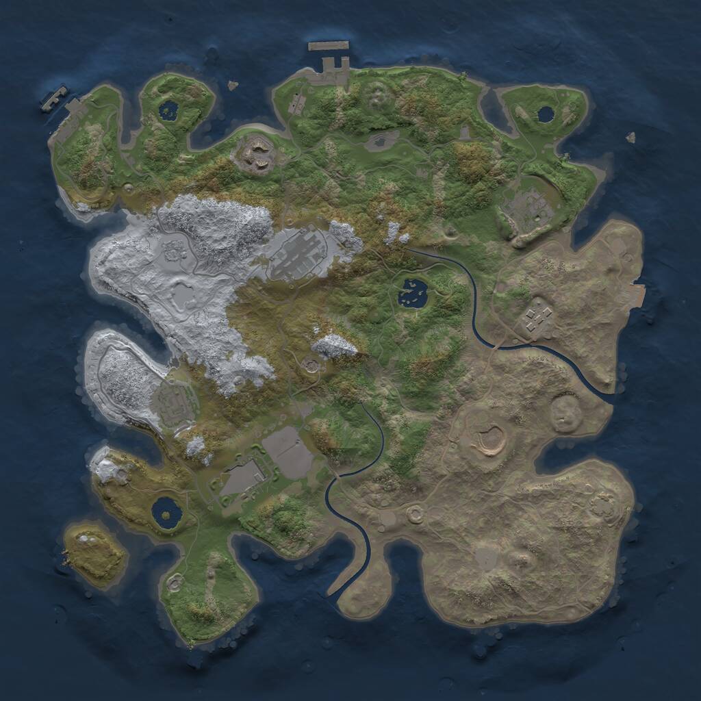 Rust Map: Procedural Map, Size: 3500, Seed: 22910762, 14 Monuments