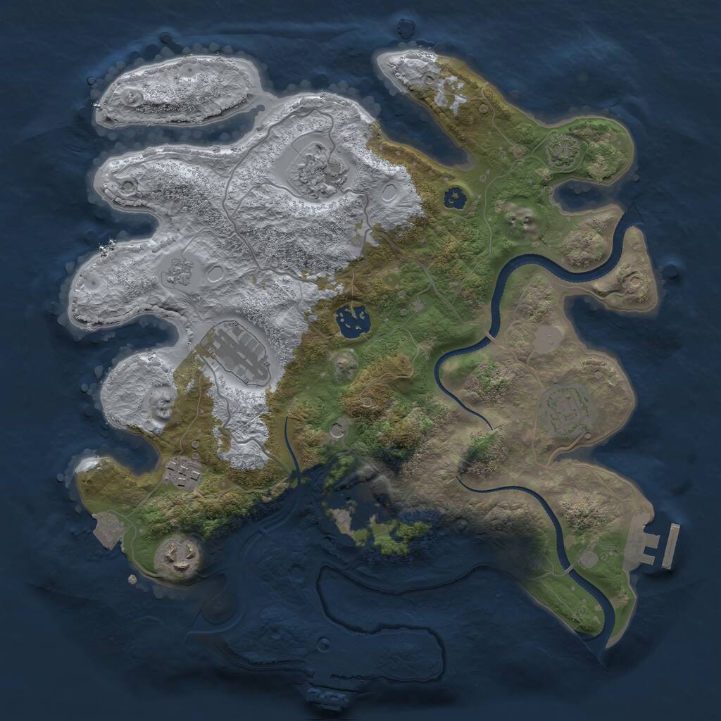 Rust Map: Procedural Map, Size: 3200, Seed: 17762, 13 Monuments