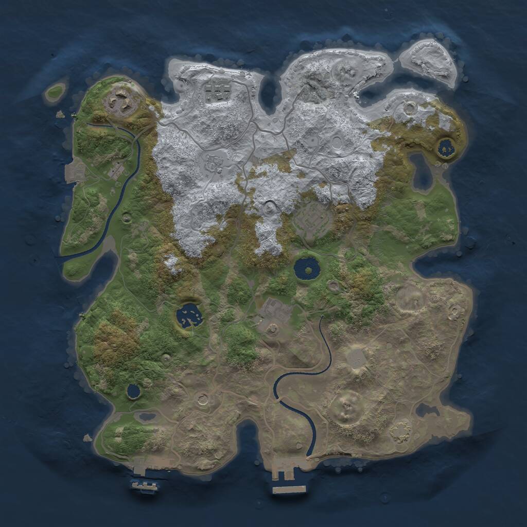 Rust Map: Procedural Map, Size: 3200, Seed: 301549042, 11 Monuments