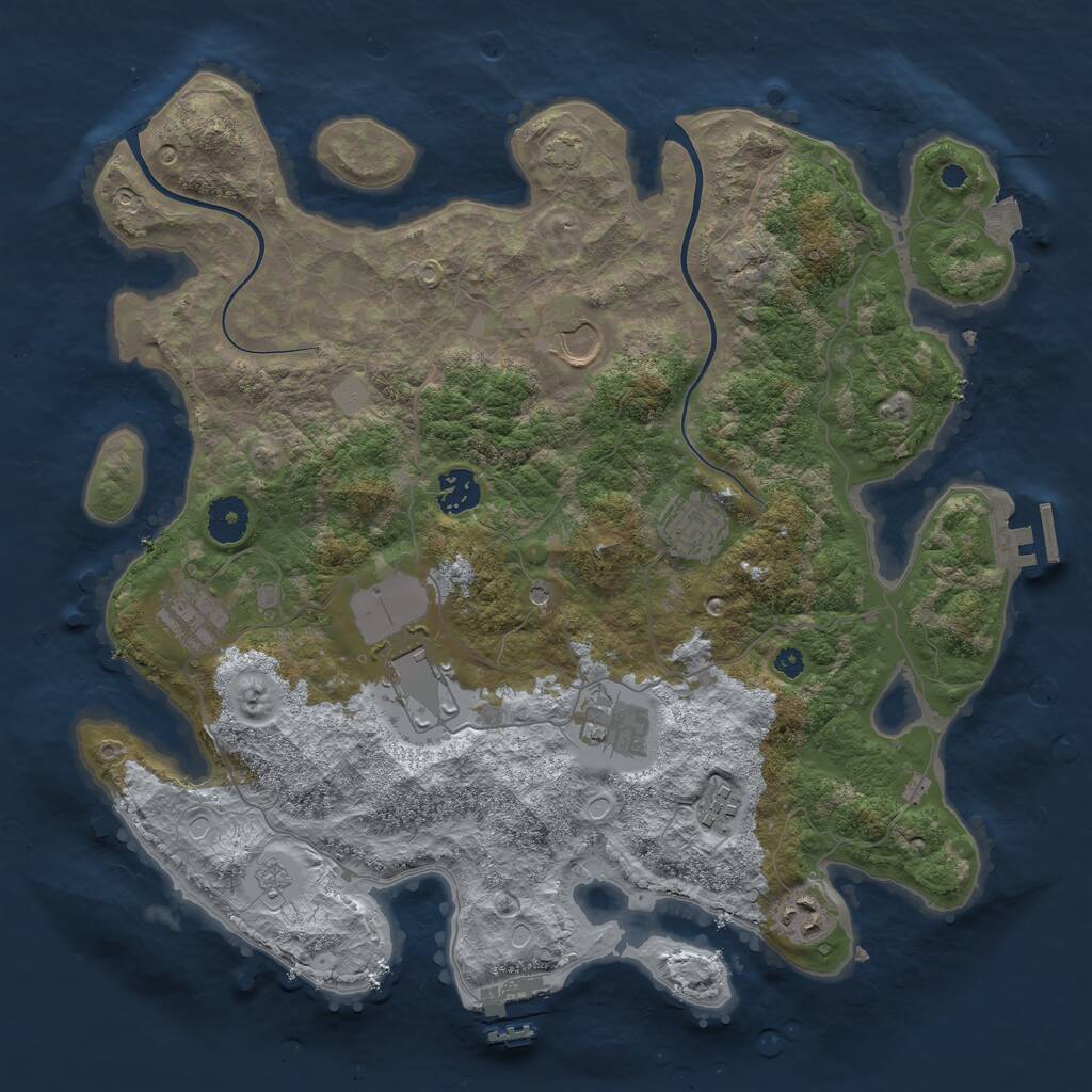 Rust Map: Procedural Map, Size: 3700, Seed: 1836532296, 14 Monuments