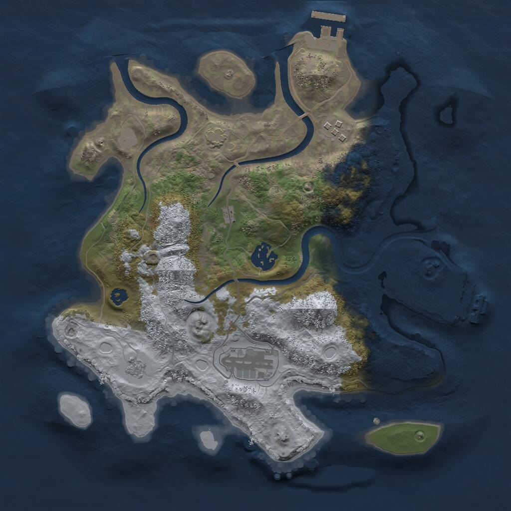 Rust Map: Procedural Map, Size: 3000, Seed: 30516, 8 Monuments