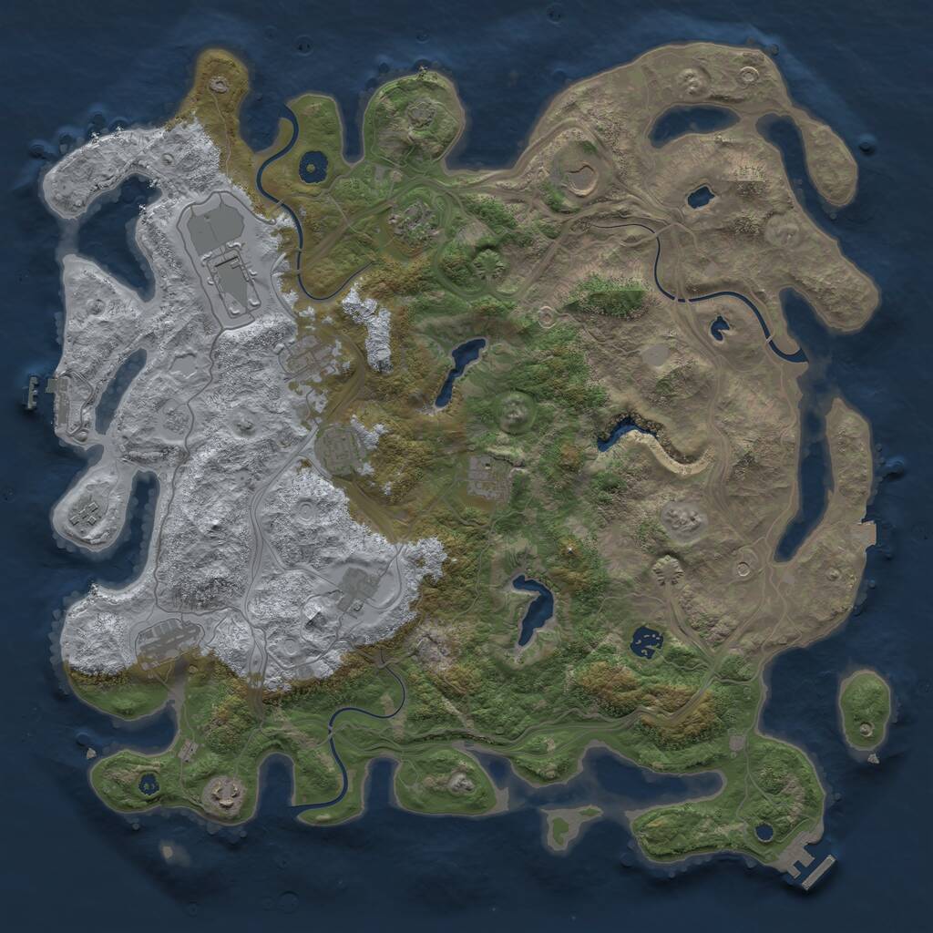 Rust Map: Procedural Map, Size: 4500, Seed: 458384815, 17 Monuments