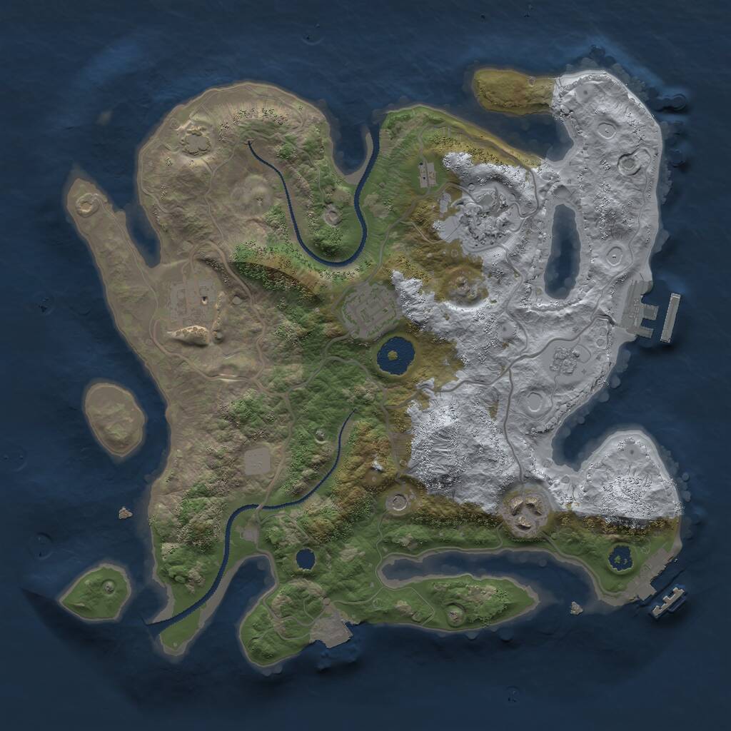 Rust Map: Procedural Map, Size: 3000, Seed: 5337, 10 Monuments