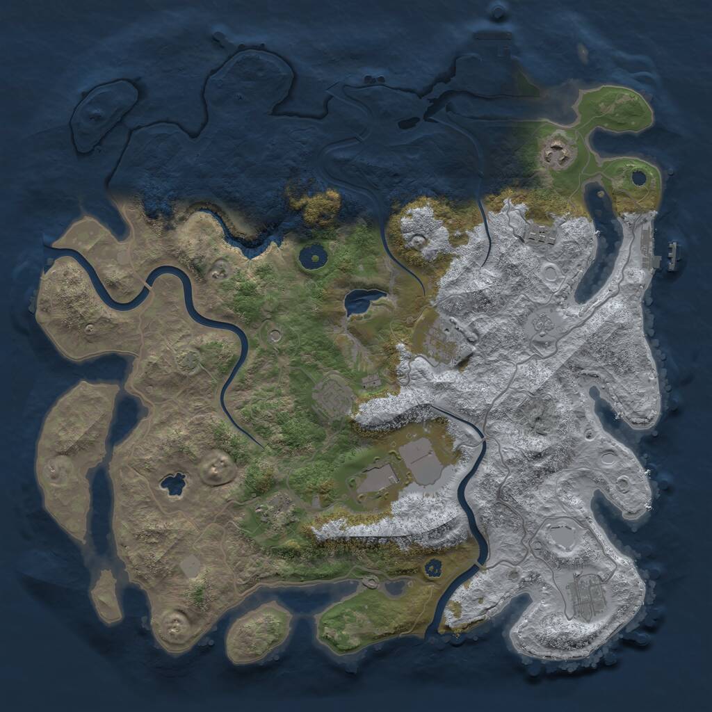 Rust Map: Procedural Map, Size: 4000, Seed: 2105, 13 Monuments