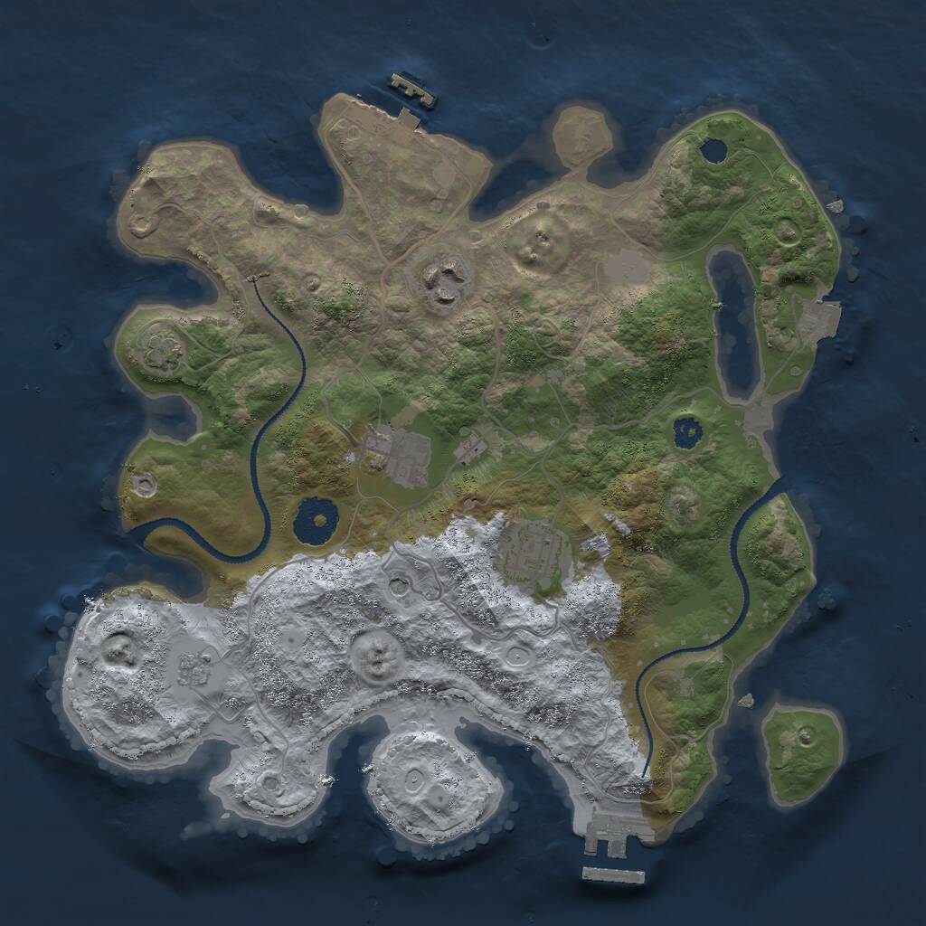 Rust Map: Procedural Map, Size: 3000, Seed: 23149, 9 Monuments