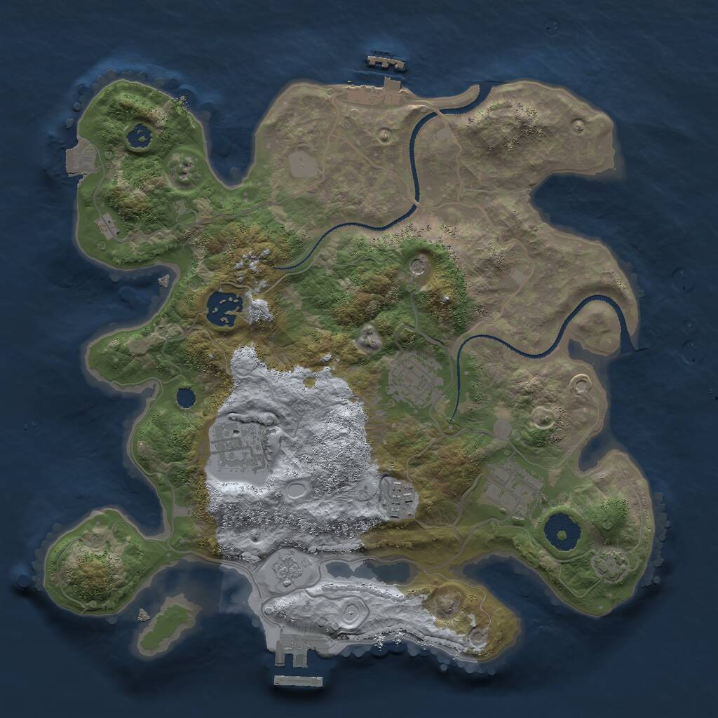 Rust Map: Procedural Map, Size: 3000, Seed: 21652, 11 Monuments