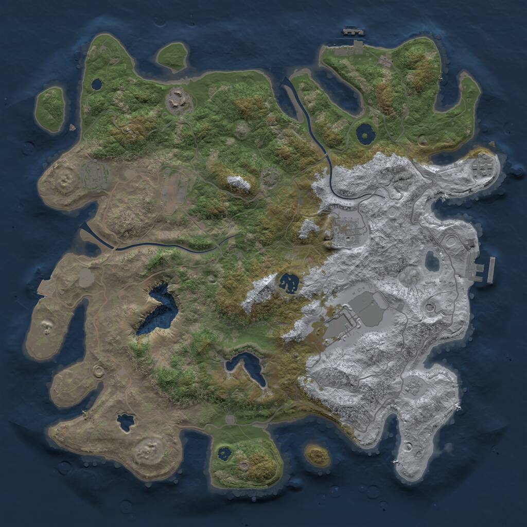 Rust Map: Procedural Map, Size: 4000, Seed: 4567893, 13 Monuments