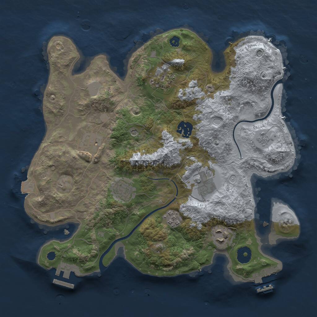 Rust Map: Procedural Map, Size: 3000, Seed: 88926406, 12 Monuments