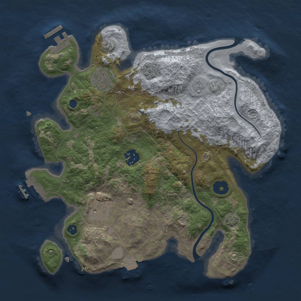 Rust Map: Procedural Map, Size: 3000, Seed: 19811, 9 Monuments