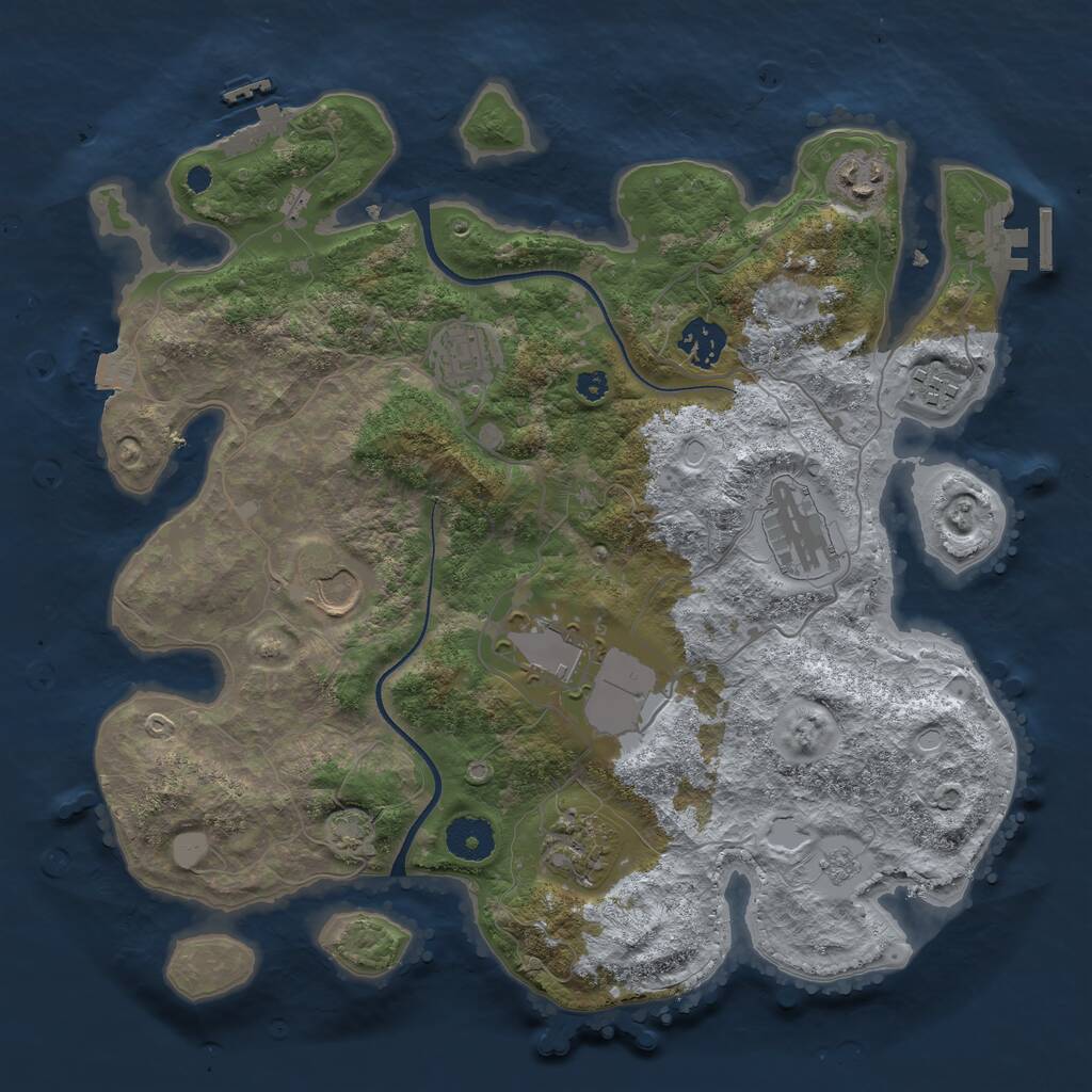 Rust Map: Procedural Map, Size: 3500, Seed: 898722, 13 Monuments